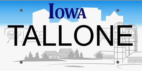 TALLONE Iowa License Plate
