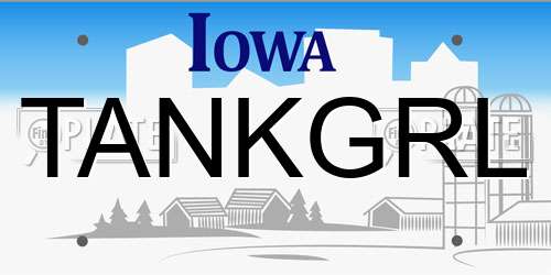 TANKGRL Iowa License Plate