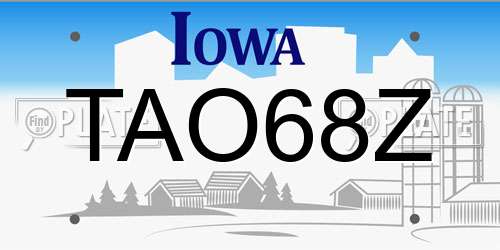 TAO68Z Iowa License Plate