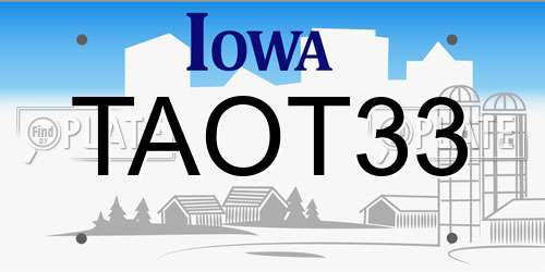 TAOT33 Iowa License Plate