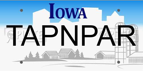 TAPNPAR Iowa License Plate