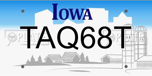 TAQ68T Iowa License Plate