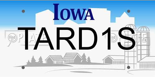 TARD1S Iowa License Plate