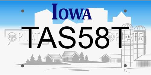 TAS58T Iowa License Plate