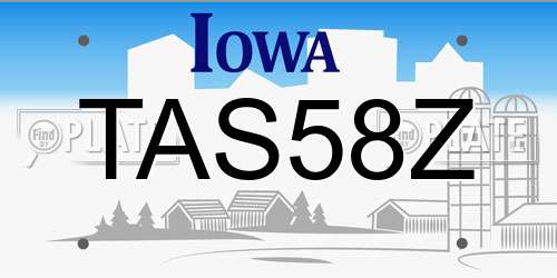TAS58Z Iowa License Plate
