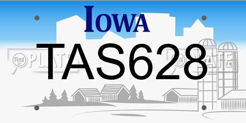 TAS628 Iowa License Plate