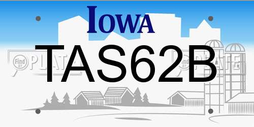 TAS62B Iowa License Plate