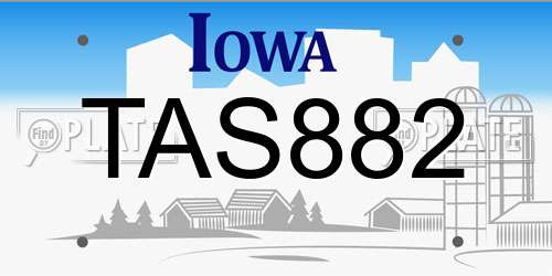 TAS882 Iowa License Plate
