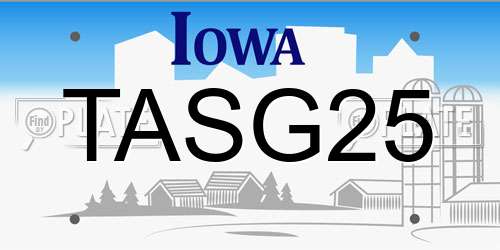 TASG25 Iowa License Plate