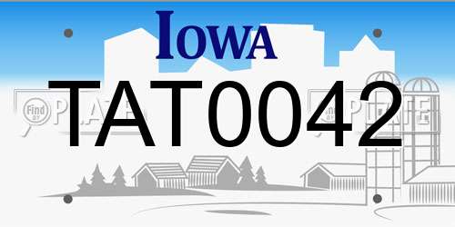 TAT0042 Iowa License Plate
