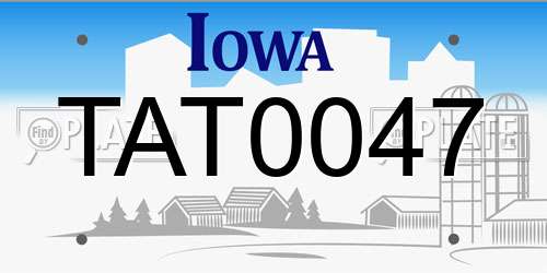 TAT0047 Iowa License Plate