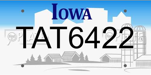 TAT6422 Iowa License Plate