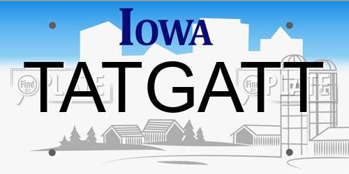 TATGATT Iowa License Plate
