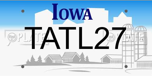 TATL27 Iowa License Plate