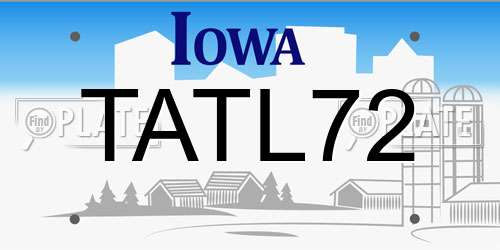 TATL72 Iowa License Plate