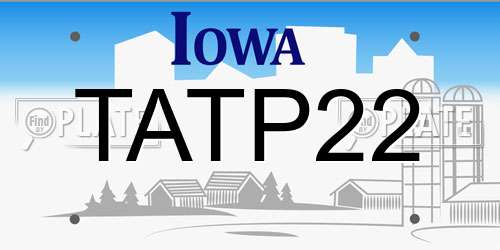 TATP22 Iowa License Plate