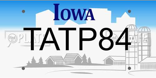 TATP84 Iowa License Plate
