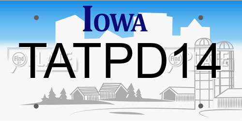 TATPD14 Iowa License Plate
