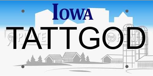 TATTGOD Iowa License Plate
