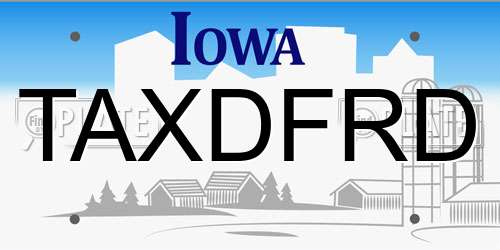 TAXDFRD Iowa License Plate