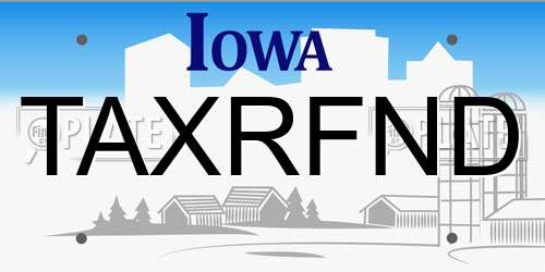 TAXRFND Iowa License Plate