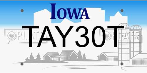 TAY30T Iowa License Plate