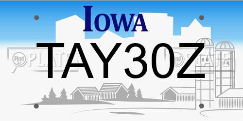 TAY30Z Iowa License Plate
