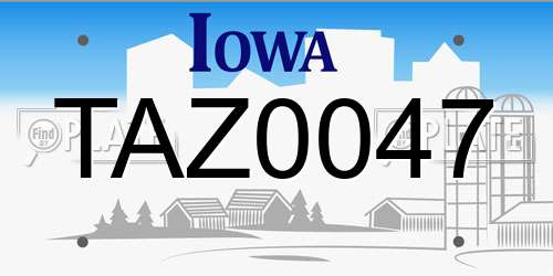 TAZ0047 Iowa License Plate