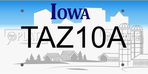 TAZ10A Iowa License Plate