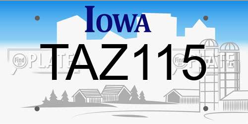 TAZ115 Iowa License Plate