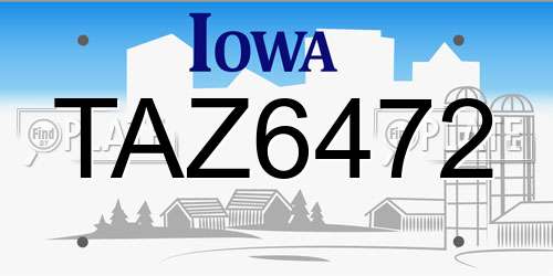 TAZ6472 Iowa License Plate