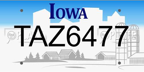 TAZ6477 Iowa License Plate