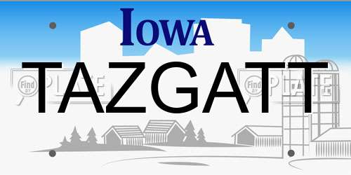 TAZGATT Iowa License Plate