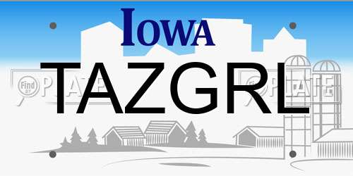 TAZGRL Iowa License Plate