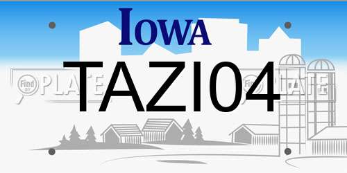 TAZI04 Iowa License Plate