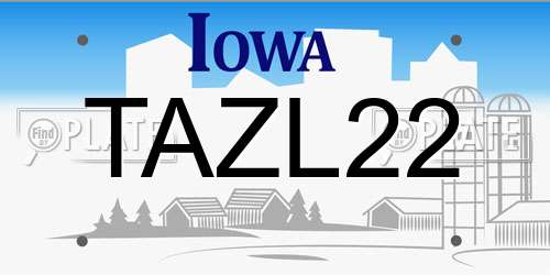 TAZL22 Iowa License Plate