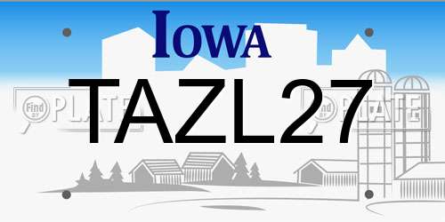 TAZL27 Iowa License Plate