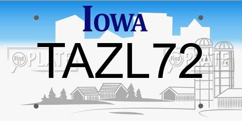 TAZL72 Iowa License Plate