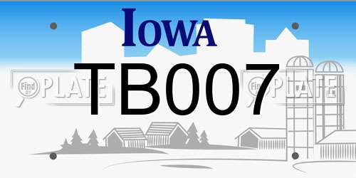 TB007 Iowa License Plate