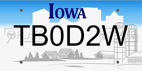 TB0D2W Iowa License Plate