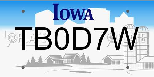 TB0D7W Iowa License Plate