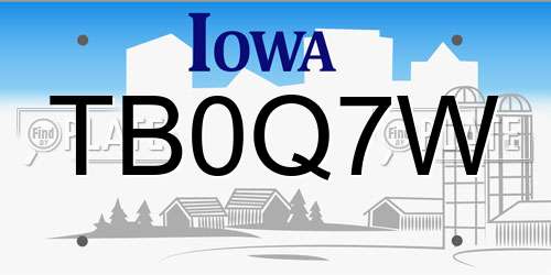 TB0Q7W Iowa License Plate