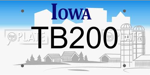 TB200 Iowa License Plate