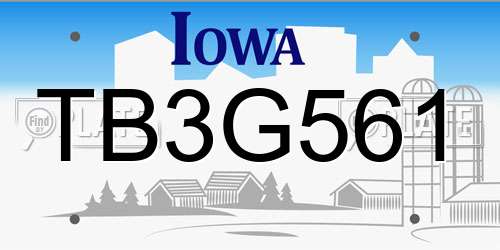 TB3G561 Iowa License Plate