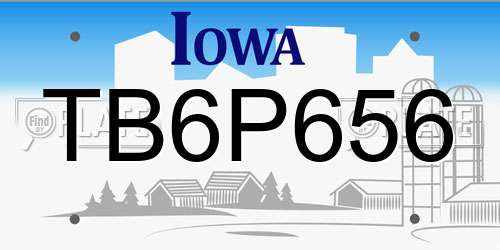 TB6P656 Iowa License Plate