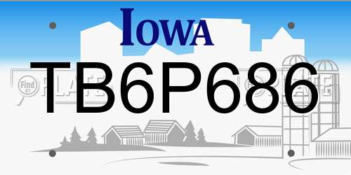 TB6P686 Iowa License Plate