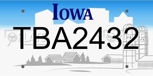 TBA2432 Iowa License Plate