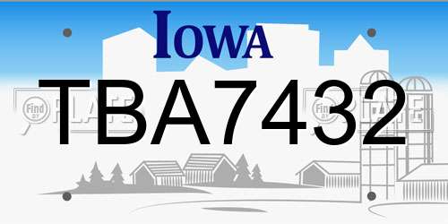 TBA7432 Iowa License Plate