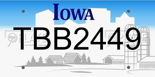TBB2449 Iowa License Plate
