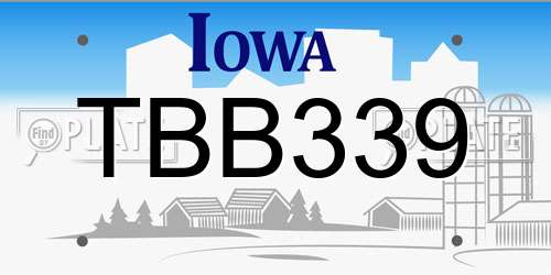 TBB339 Iowa License Plate